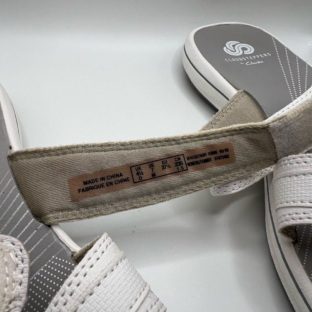 Clarks® Cloudsteppers Breeze Piper Women's Slide Sandals Gray and White - Picture 4 of 8